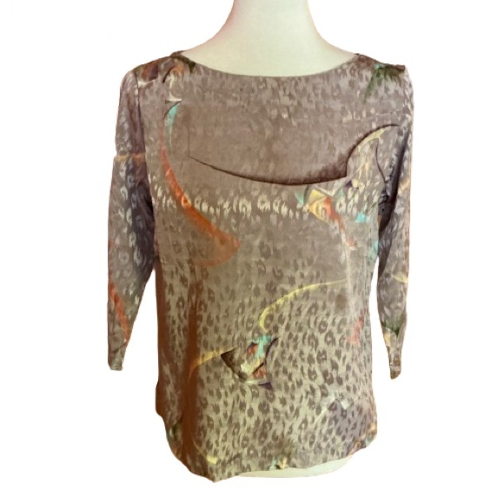 Vintage 80s dressy colorful leopard blouse